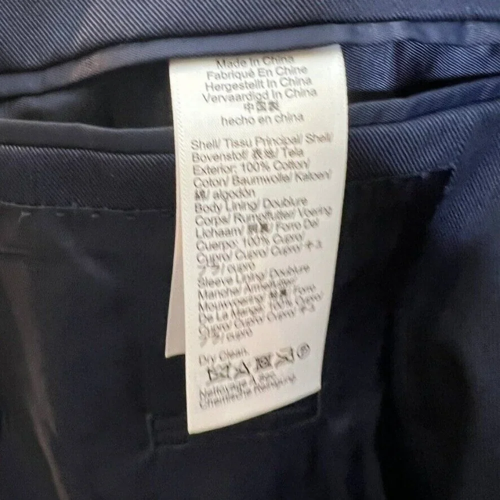 J.Crew $298 Crosby Classic Fit Suit Jacket Italian Chino Navy 34S BQ427 - Picture 12 of 14